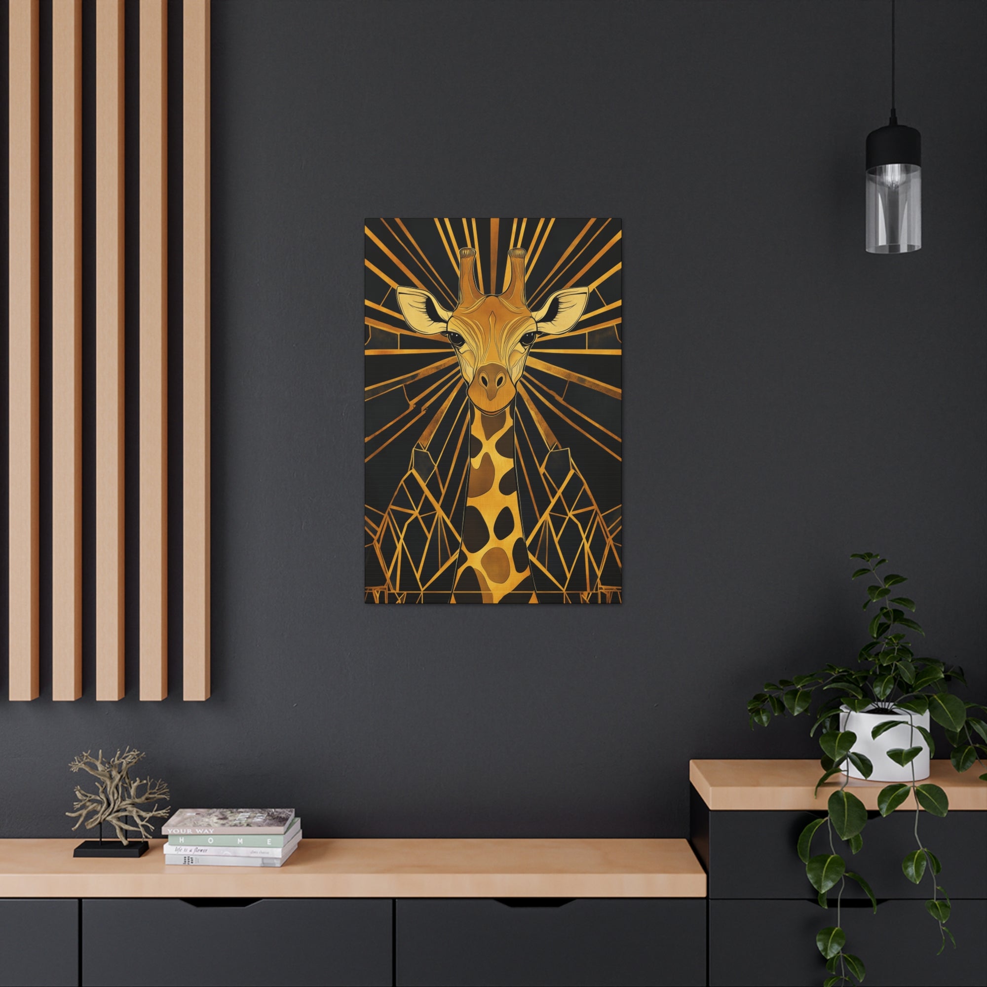 Gilded Giraffe Canvas Wall Art - SynthFrame