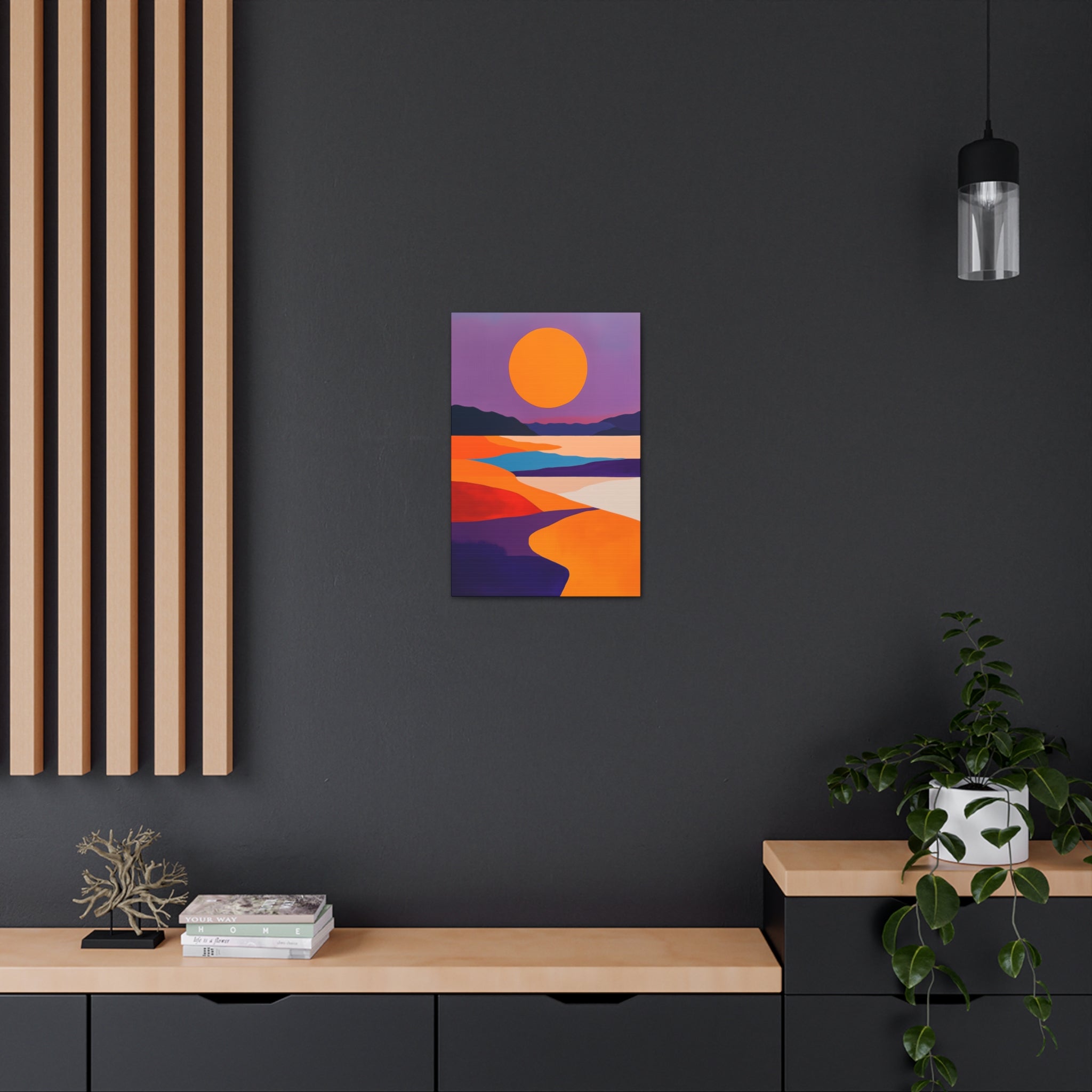 Abstract Coastal Sunset Canvas Wall Art - SynthFrame