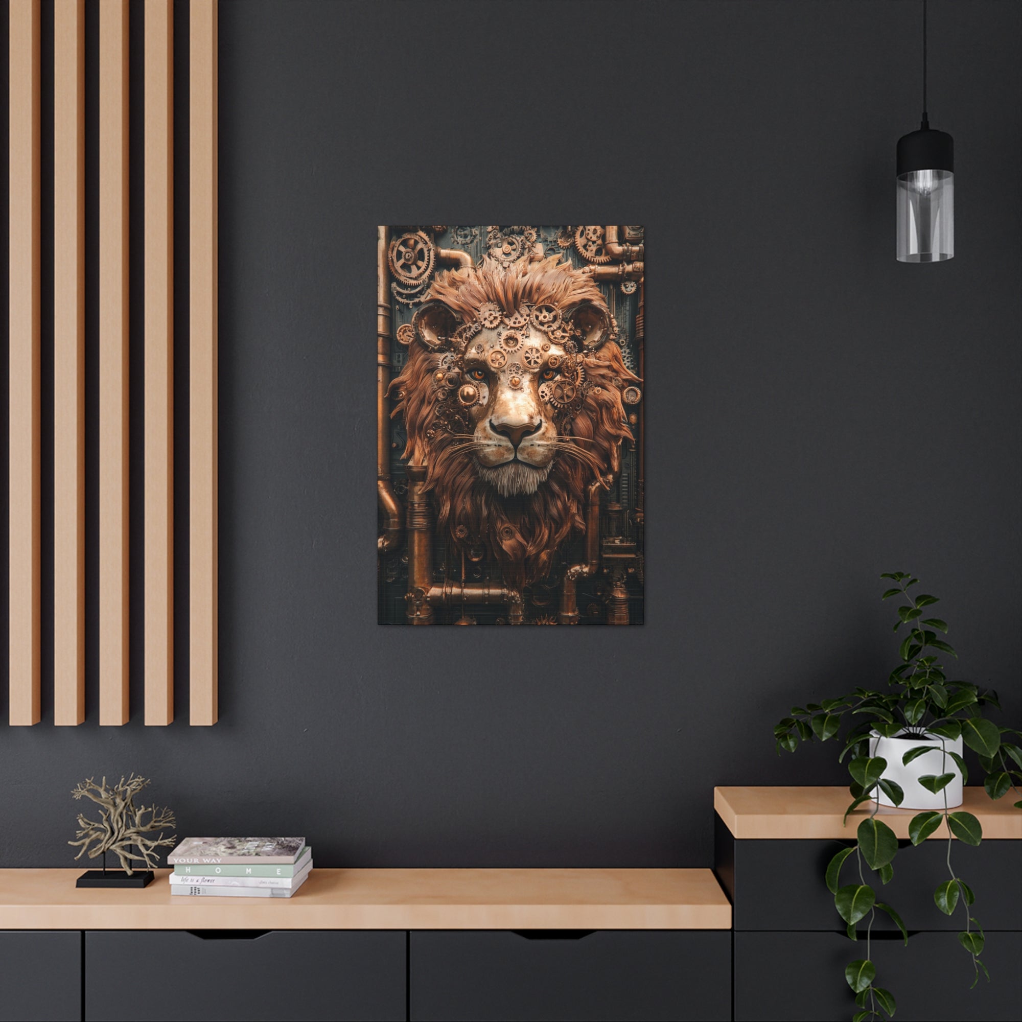 Steampunk Lion Canvas Wall Art - SynthFrame