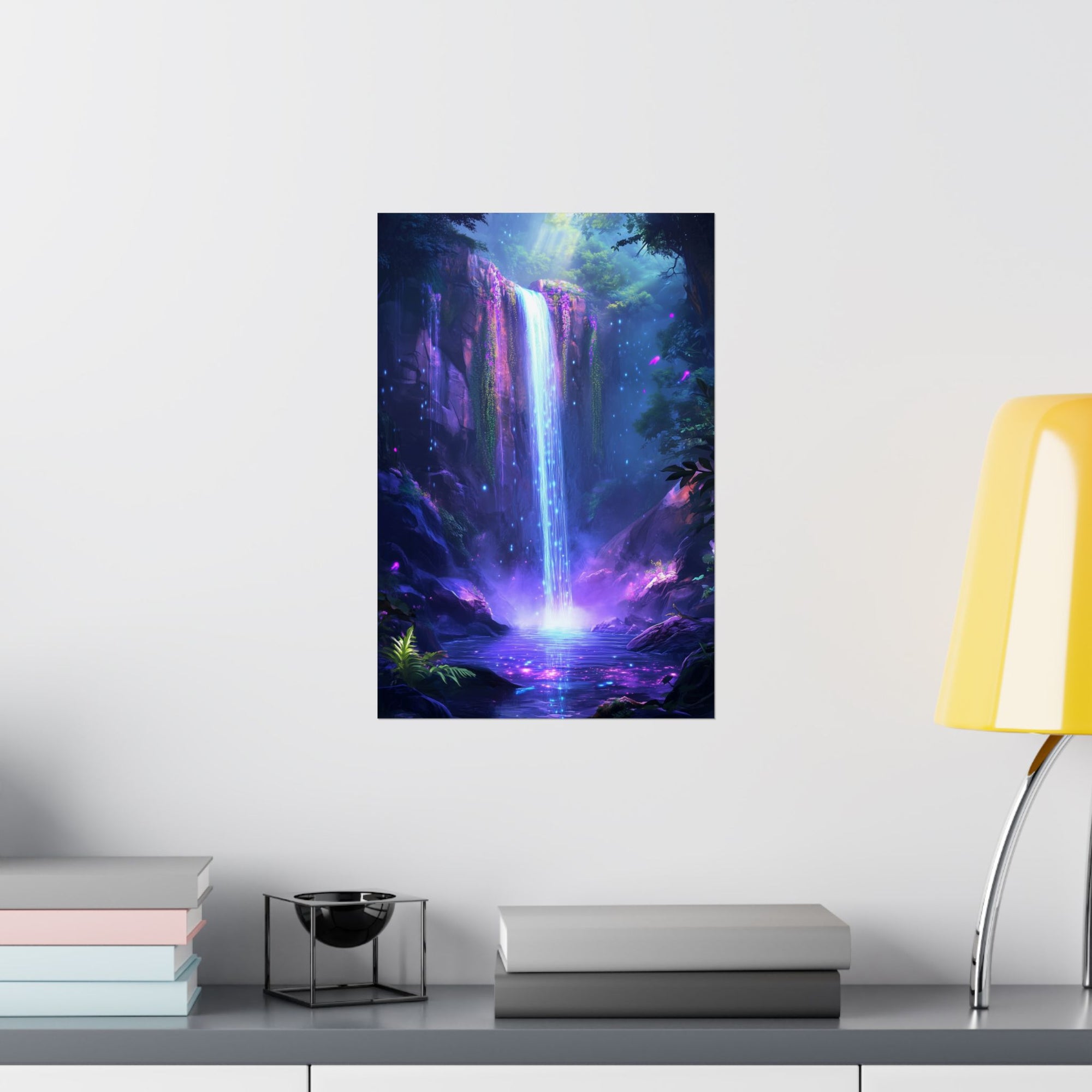 Enchanted Waterfall Oasis Poster Wall Art - SynthFrame