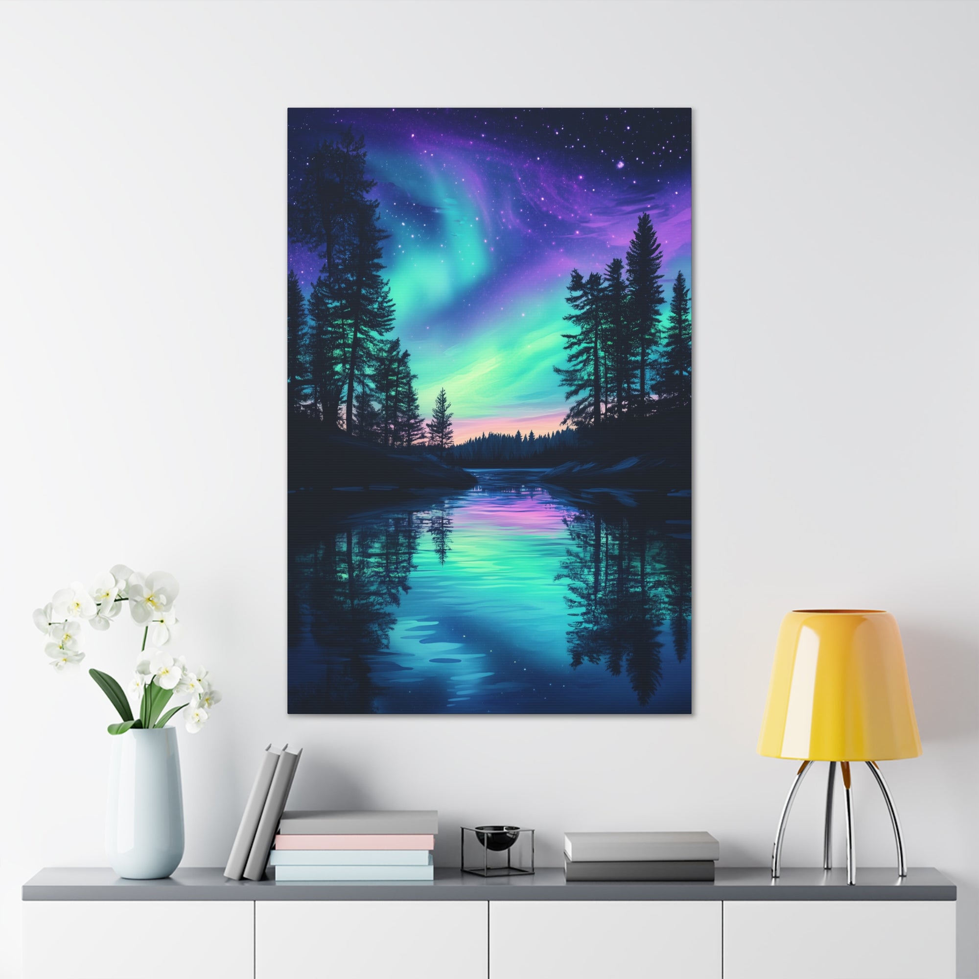 Northern Lights Wonder Canvas Wall Art - SynthFrame