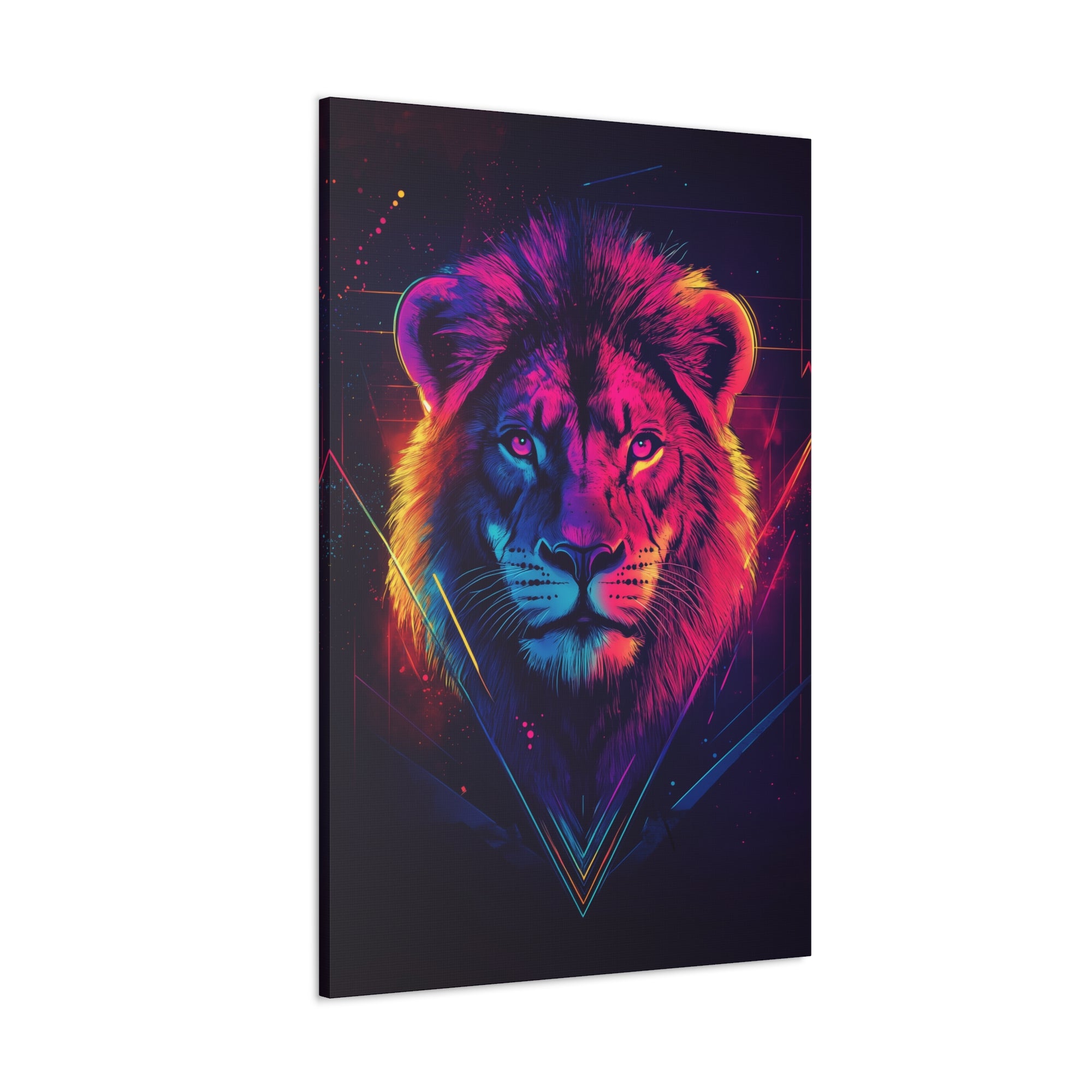 Neon Lion Canvas Wall Art - SynthFrame