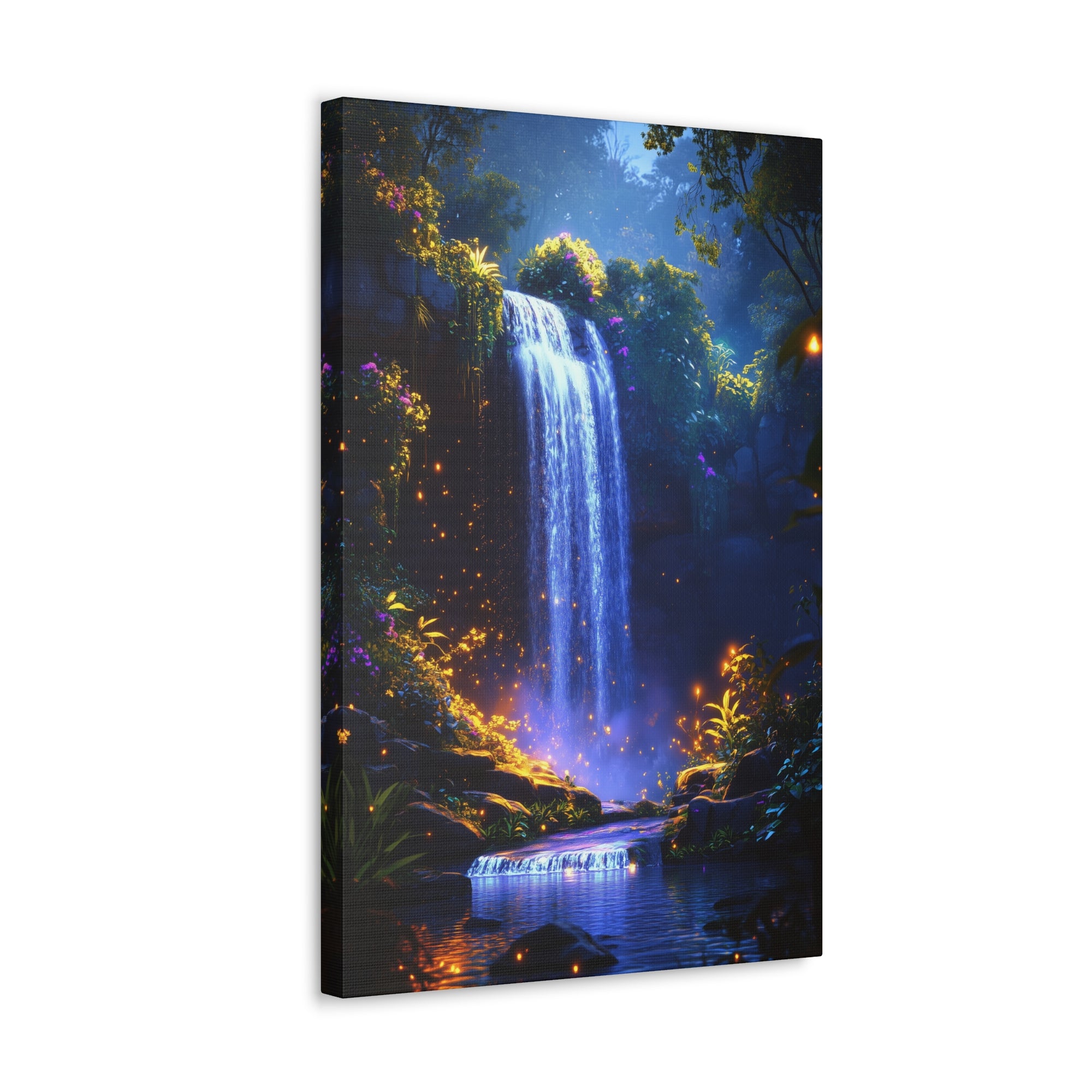 Enchanted Waterfall Oasis Canvas Wall Art - SynthFrame