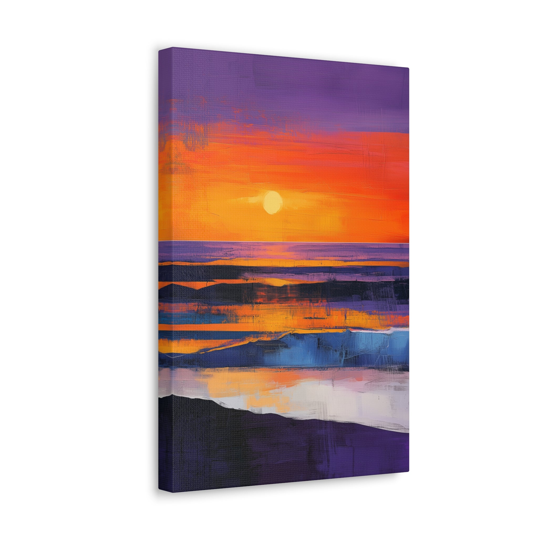 Abstract Coastal Sunset Canvas Wall Art - SynthFrame