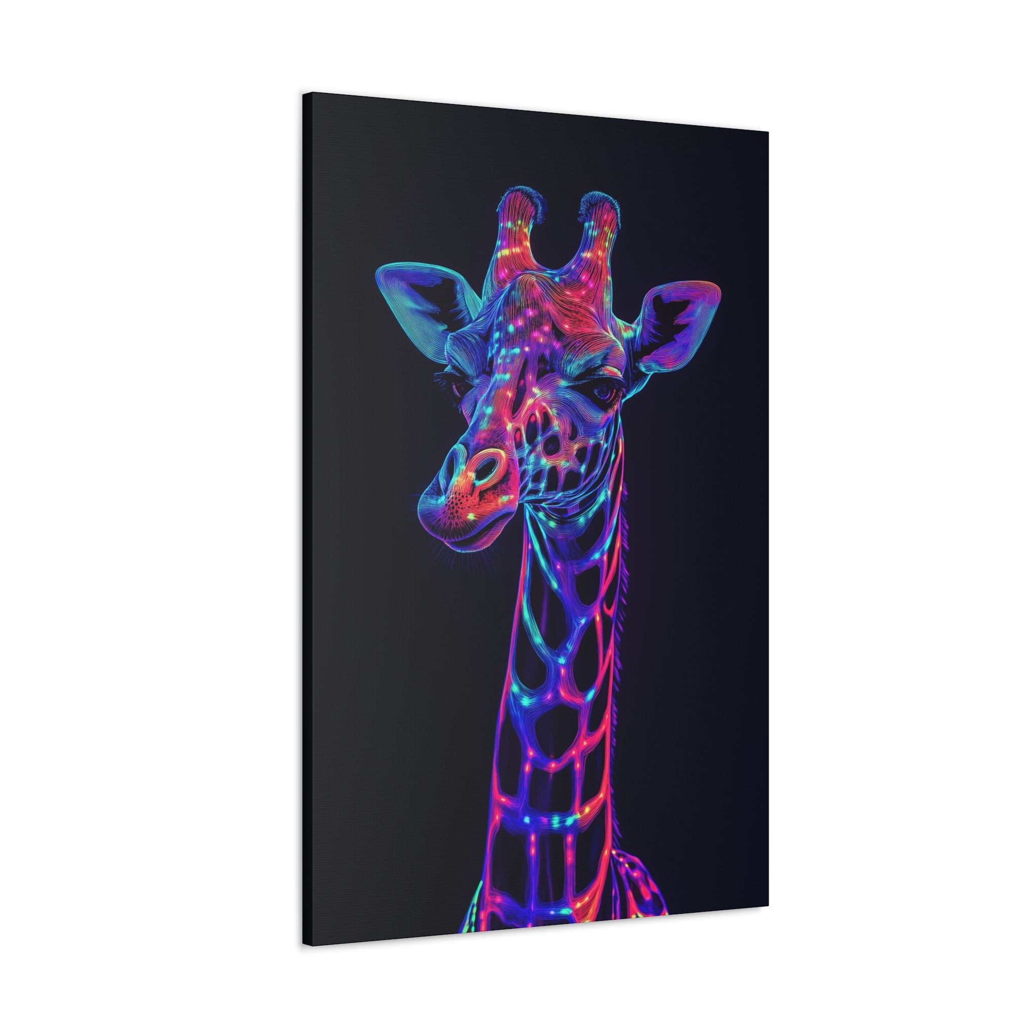 Neon Giraffe Canvas Wall Art - SynthFrame