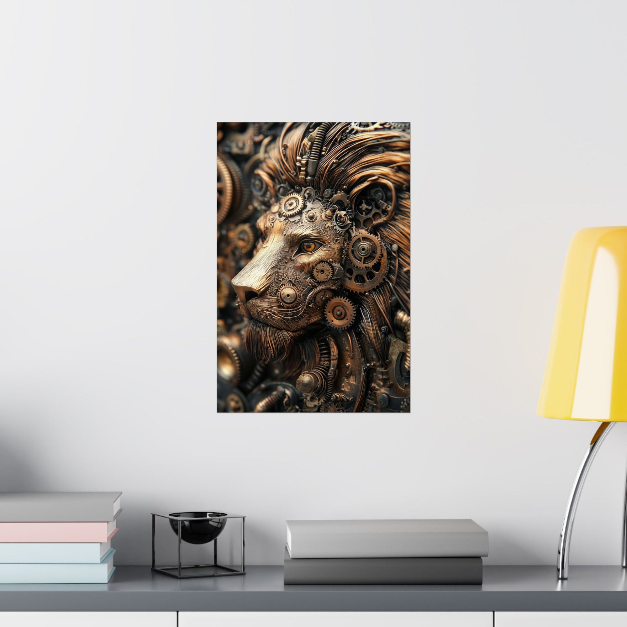 Steampunk Lion: Mechanical Marvel Poster