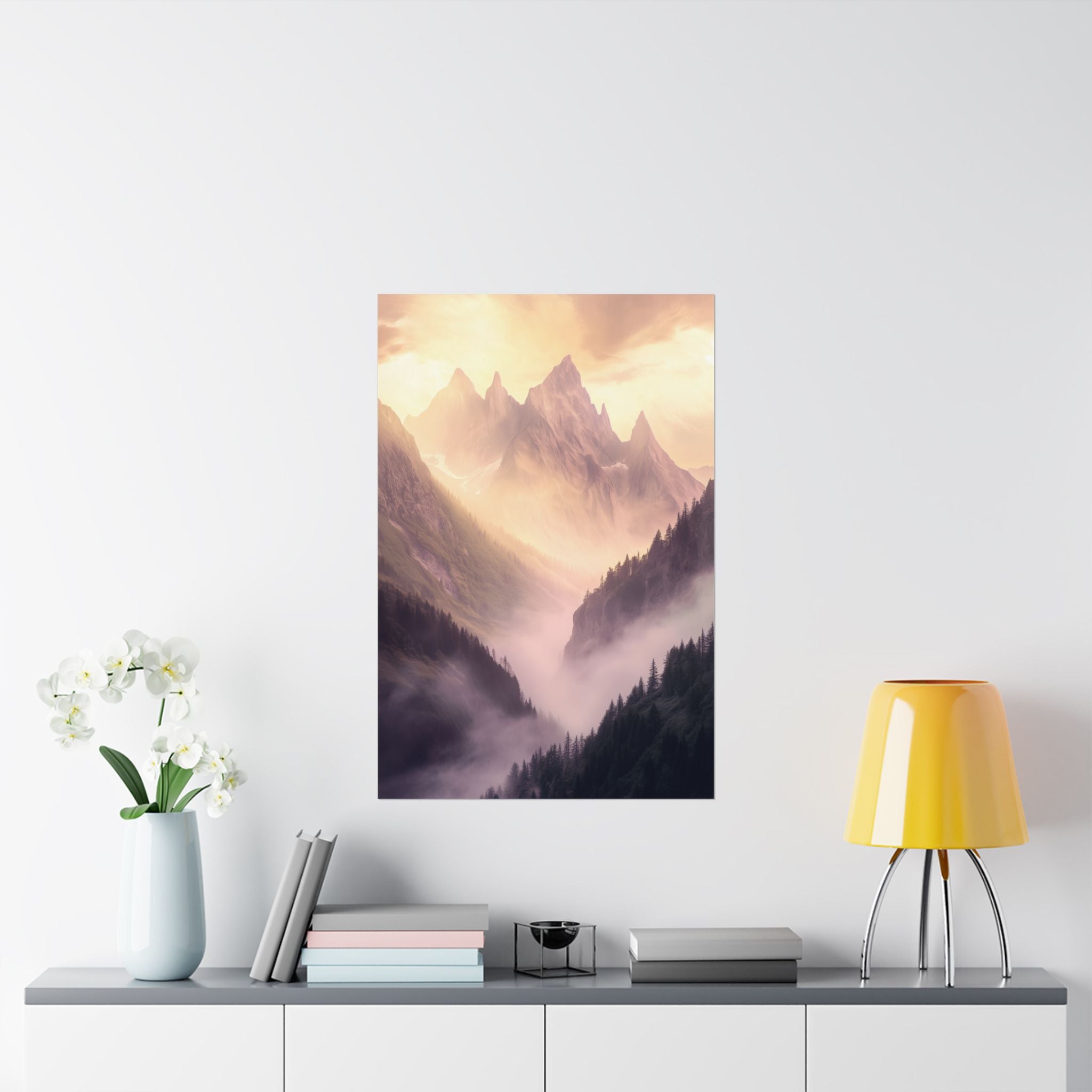 Misty Mountain Dreamscape Poster Wall Art - SynthFrame