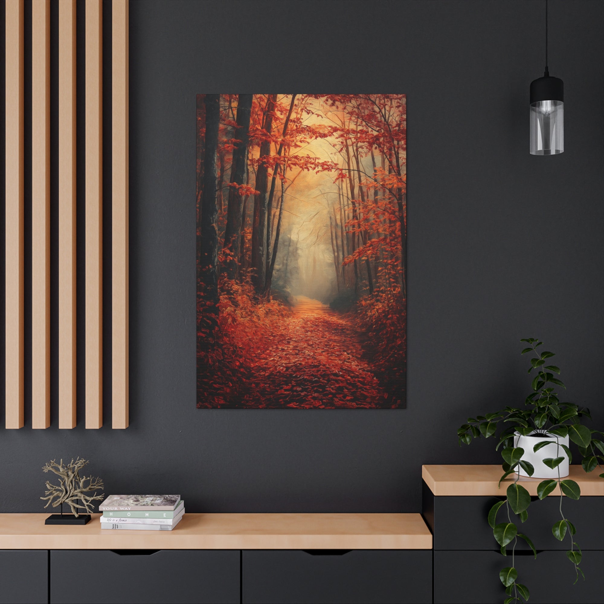 Autumn Forest Path Canvas Wall Art - SynthFrame