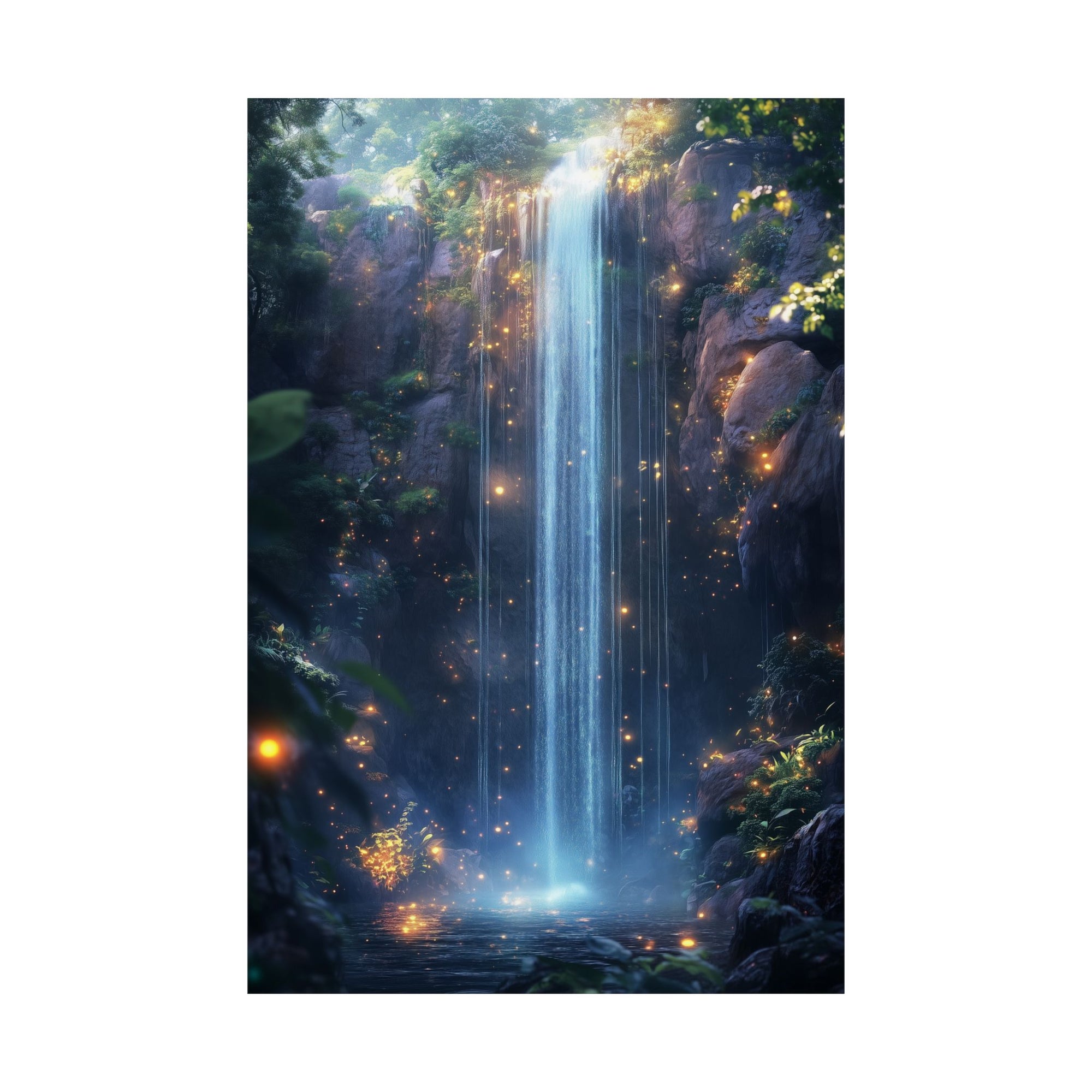 Enchanted Waterfall Oasis Poster Wall Art - SynthFrame