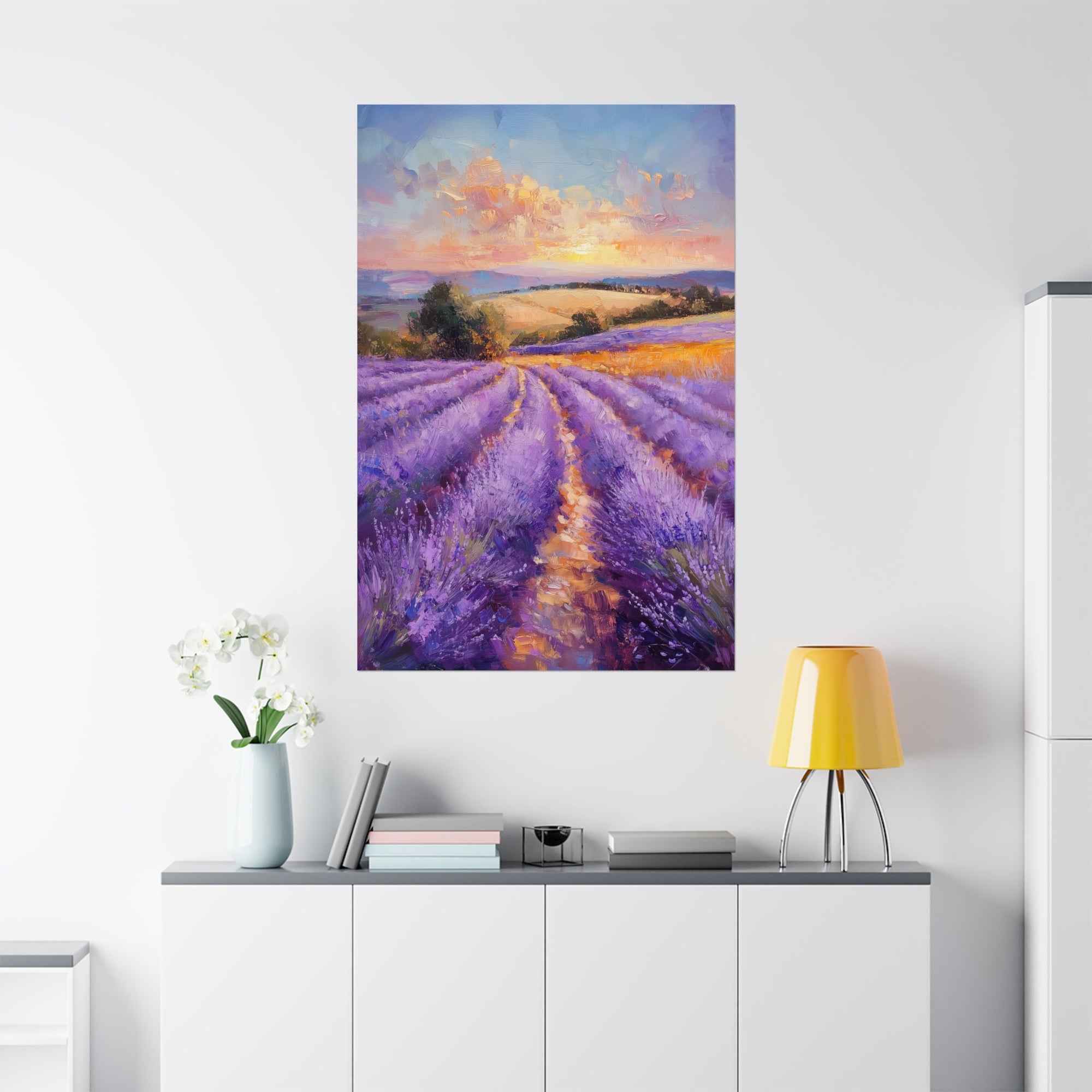 Impressionist Lavender Fields Poster Wall Art - SynthFrame