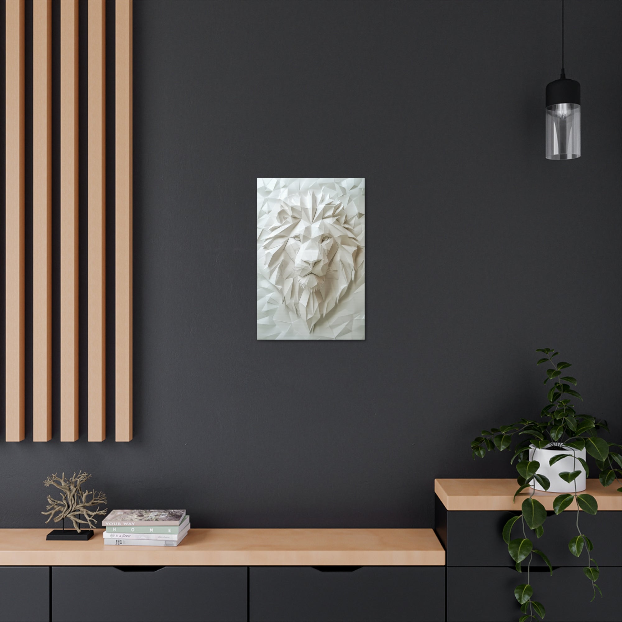 Folded Lion Canvas Wall Art - SynthFrame