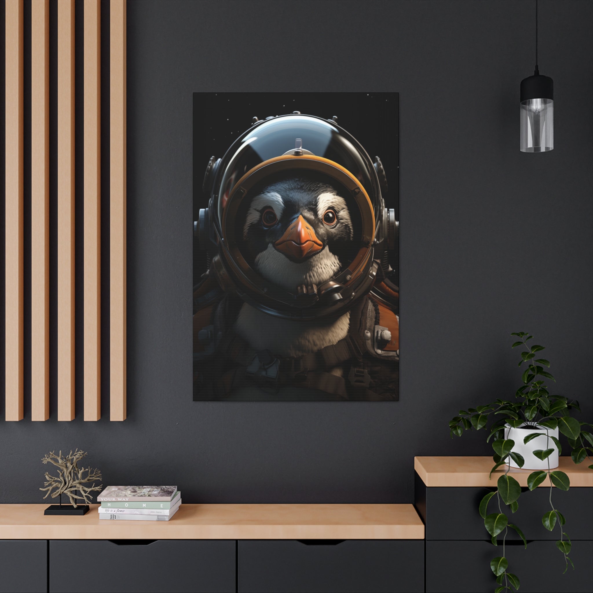 AstroPenguin 1 Canvas Wall Art - SynthFrame