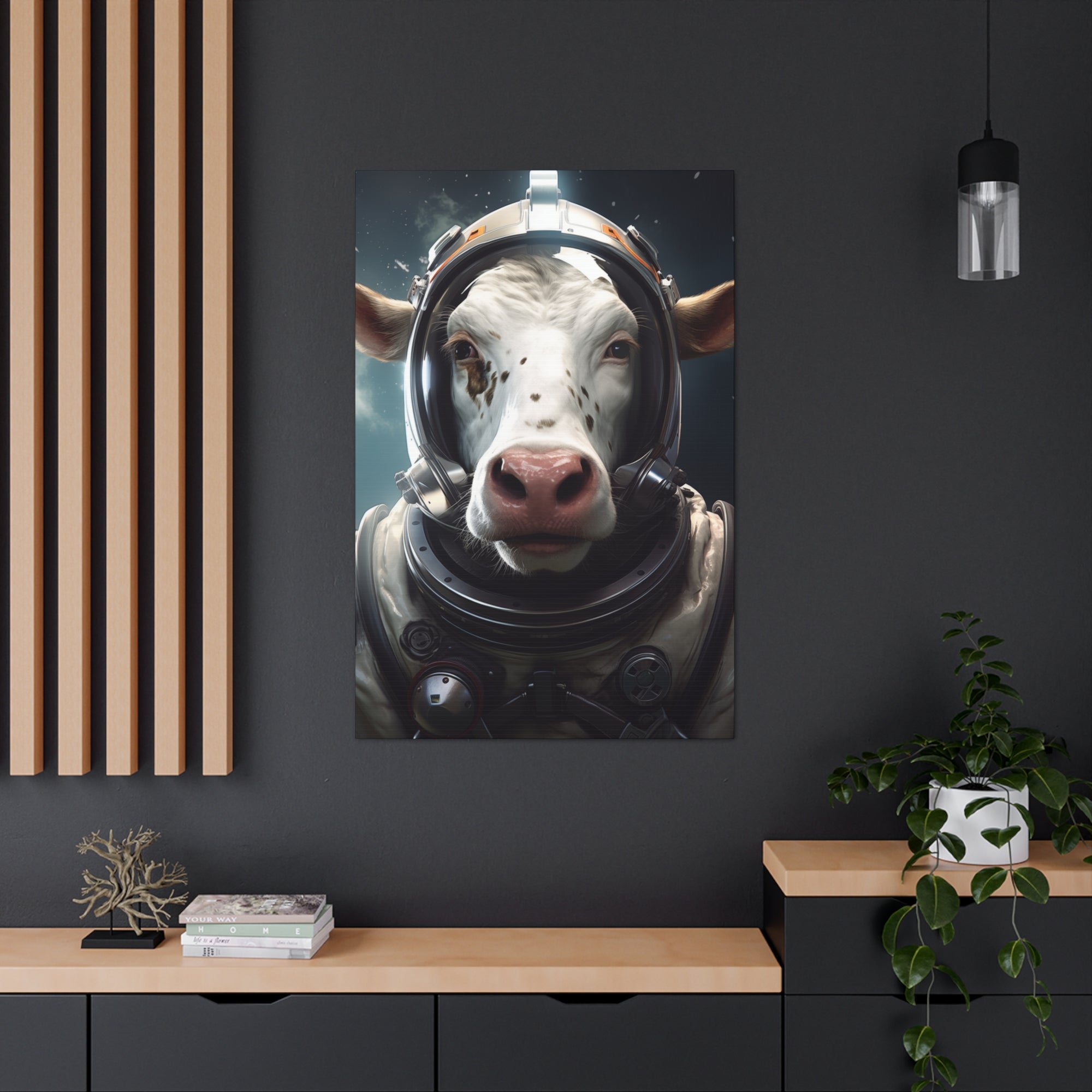 AstroCow 2 Canvas Wall Art - SynthFrame