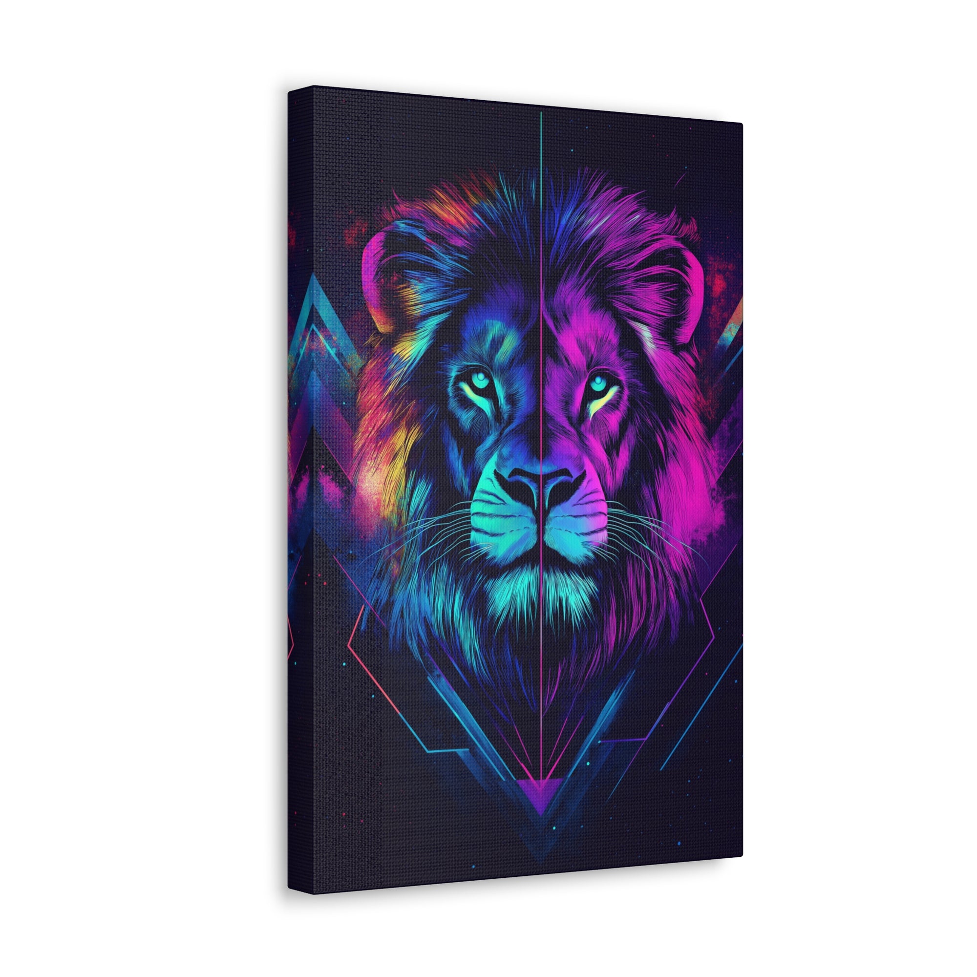 Neon Lion Canvas Wall Art - SynthFrame