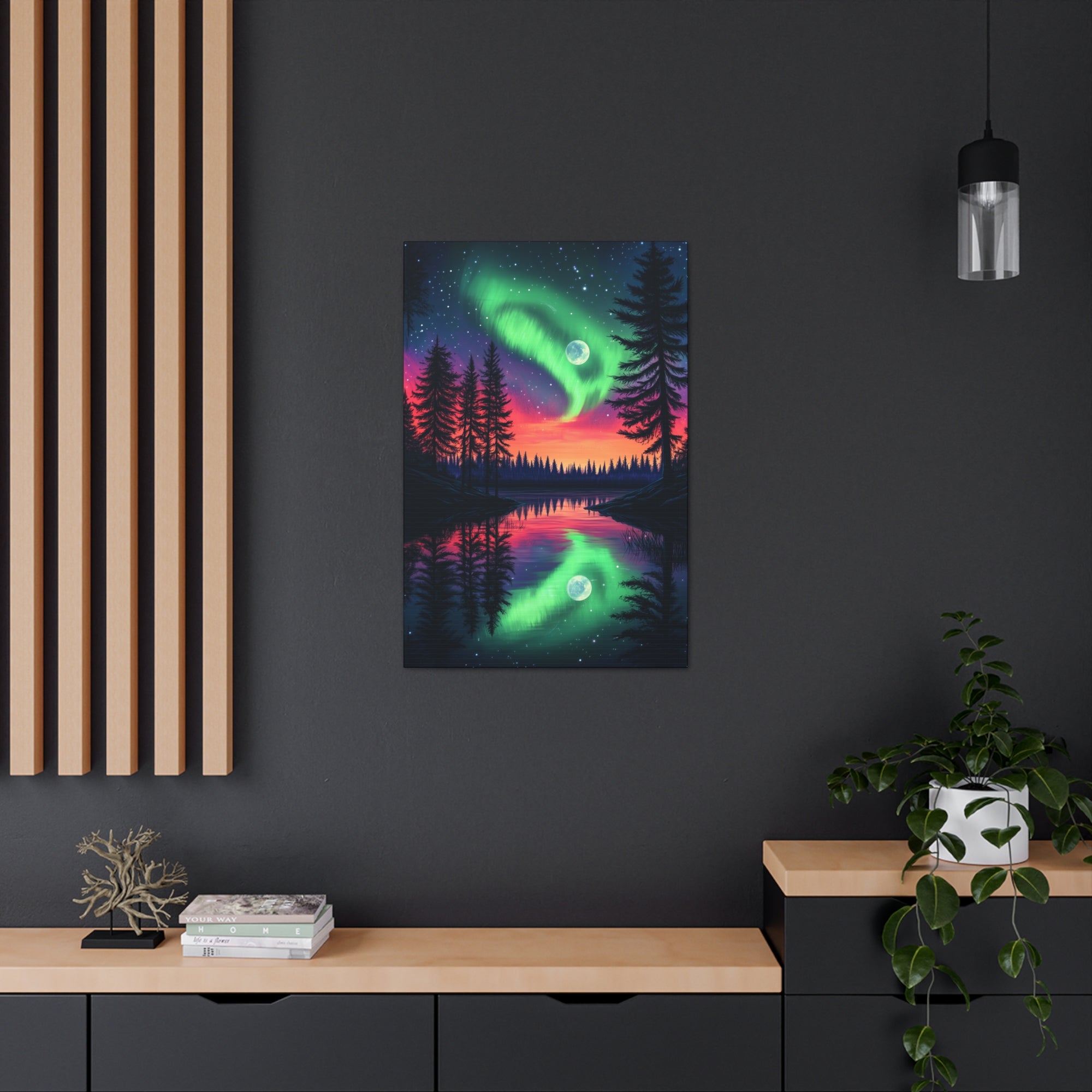 Northern Lights Wonder Canvas Wall Art - SynthFrame