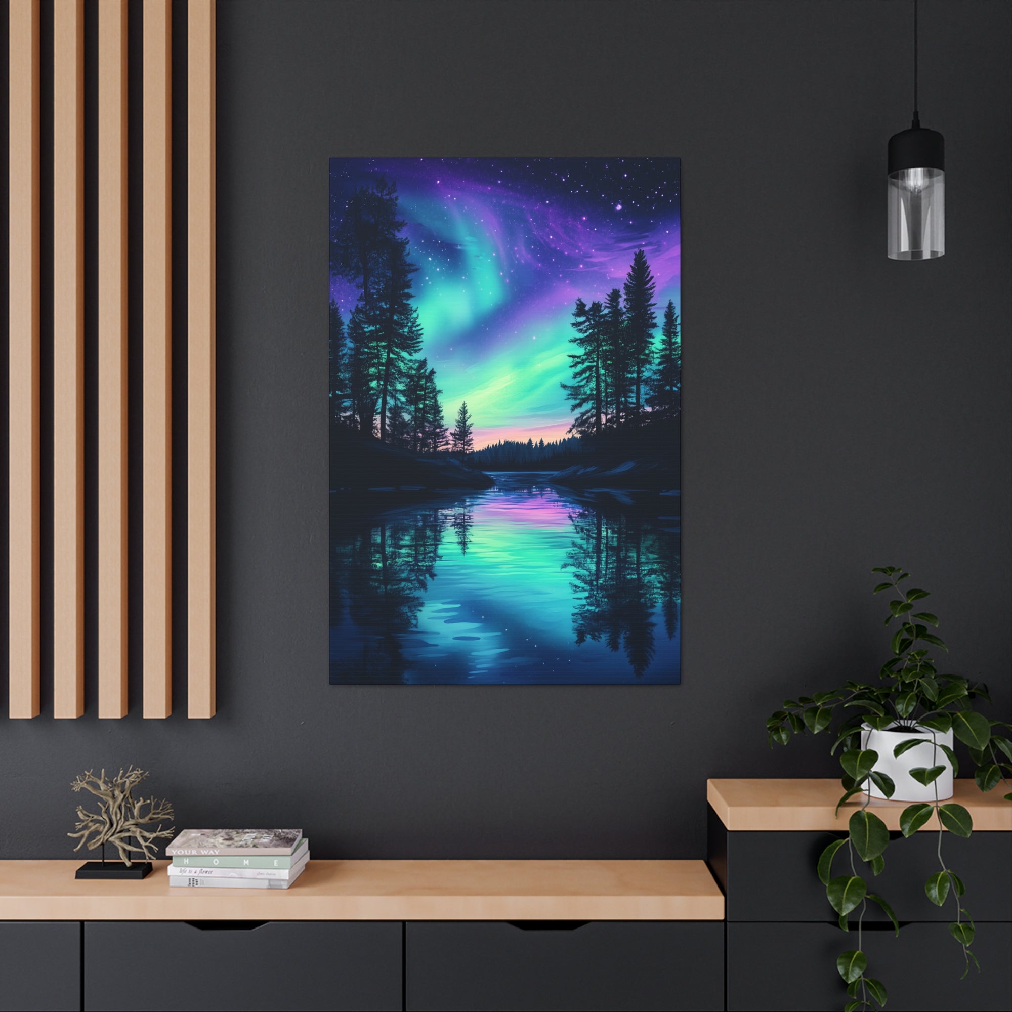 Northern Lights Wonder Canvas Wall Art - SynthFrame