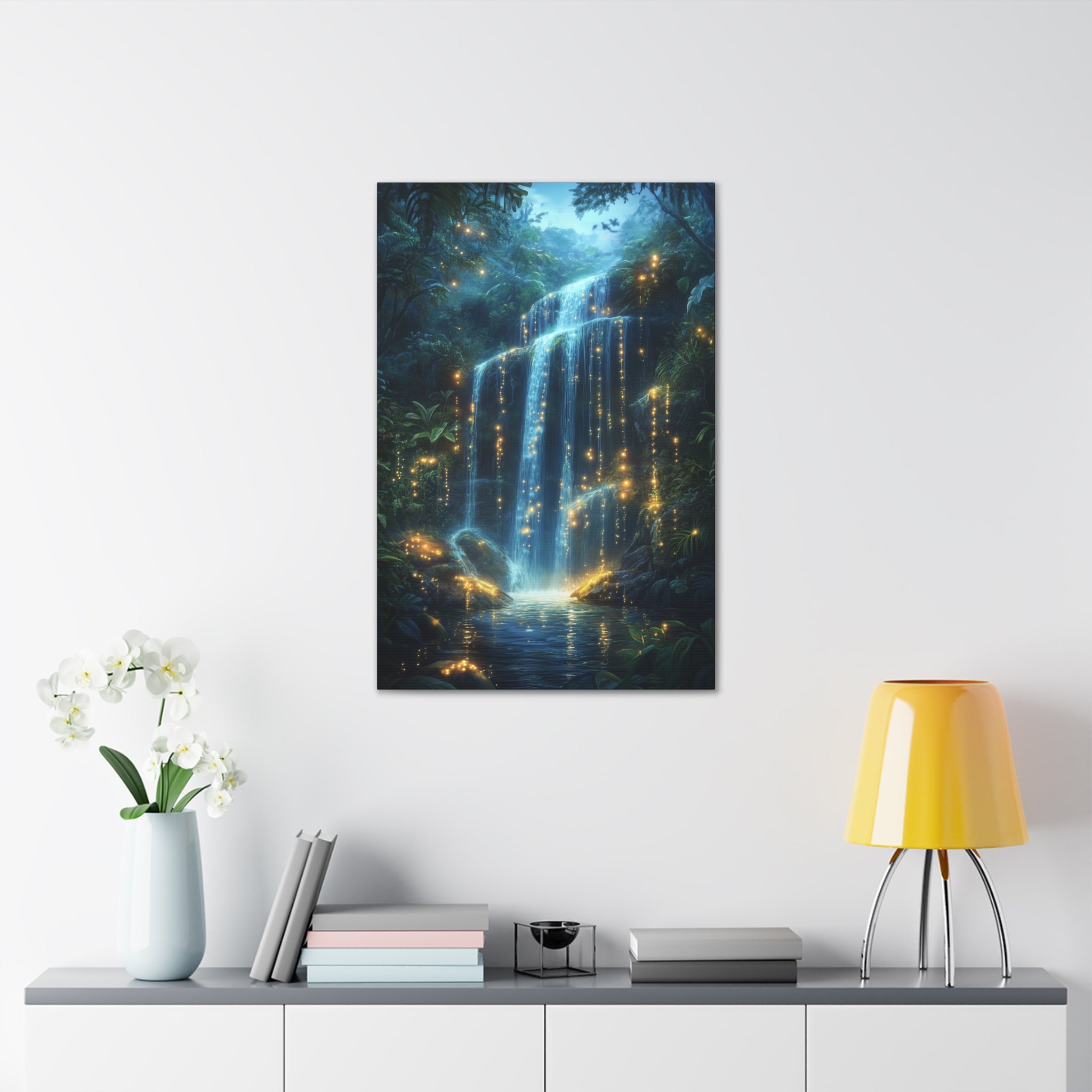 Enchanted Waterfall Oasis Canvas Wall Art - SynthFrame