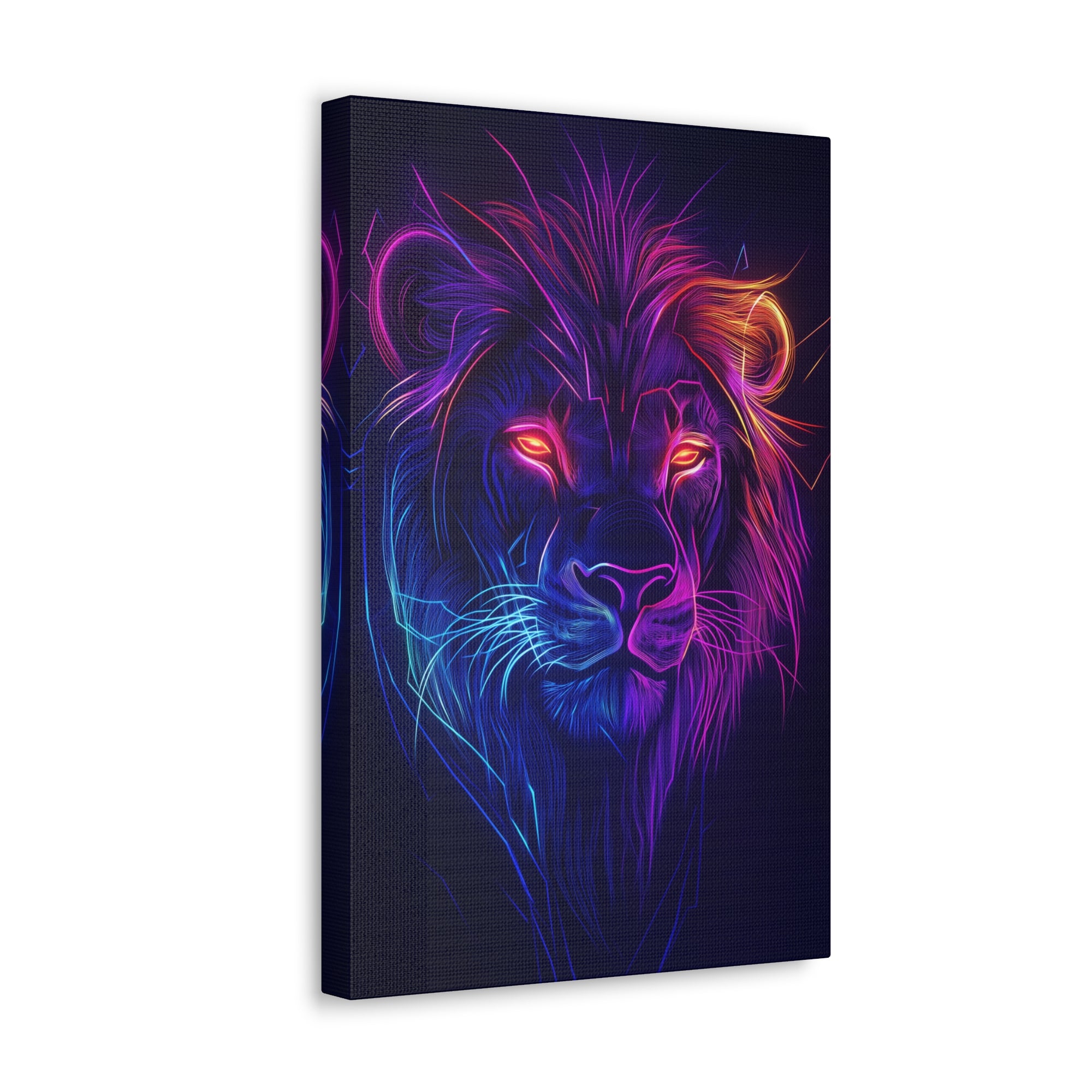 Neon Lion Canvas Wall Art - SynthFrame