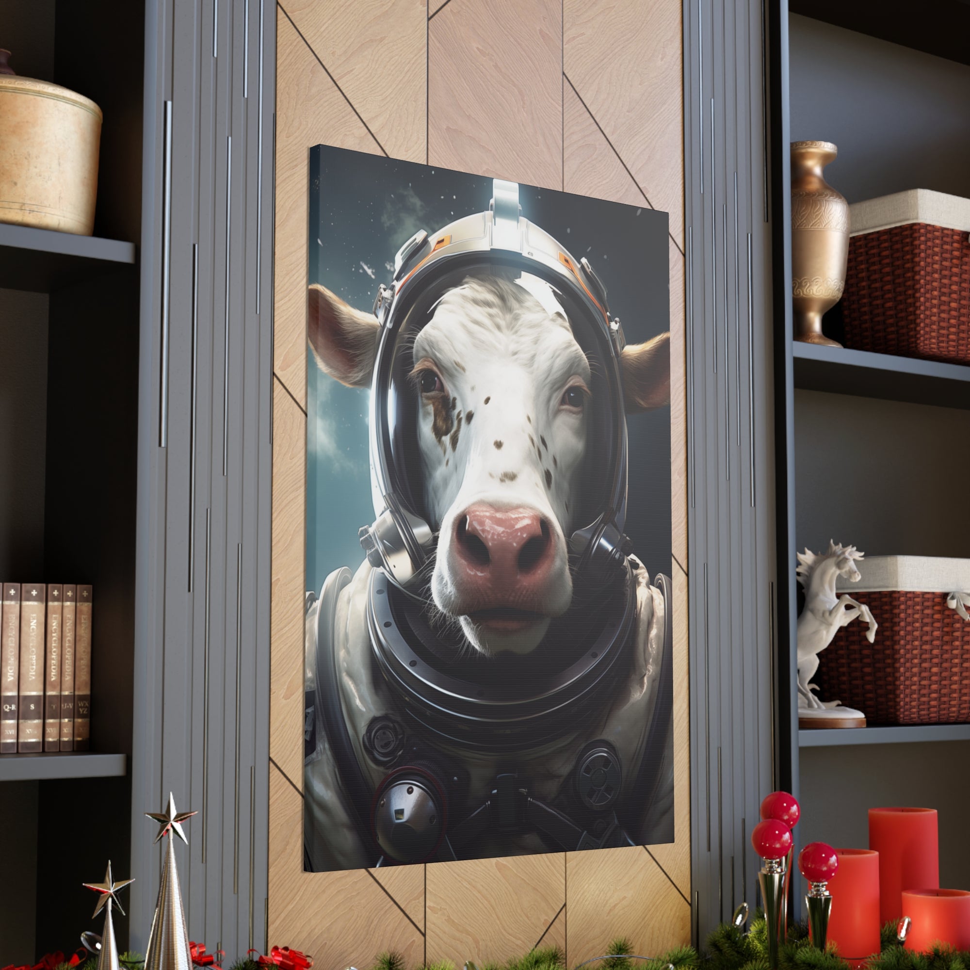 AstroCow 2 Canvas Wall Art - SynthFrame