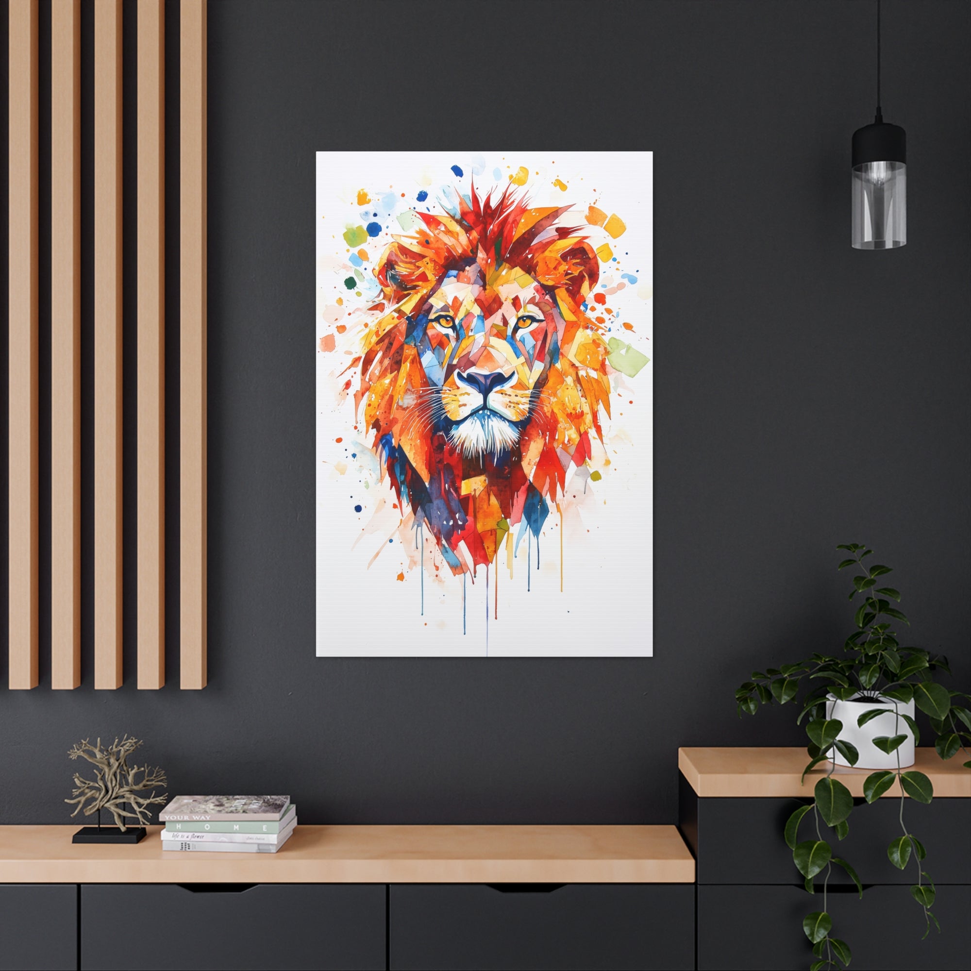 Watercolor Lion Canvas Wall Art - SynthFrame