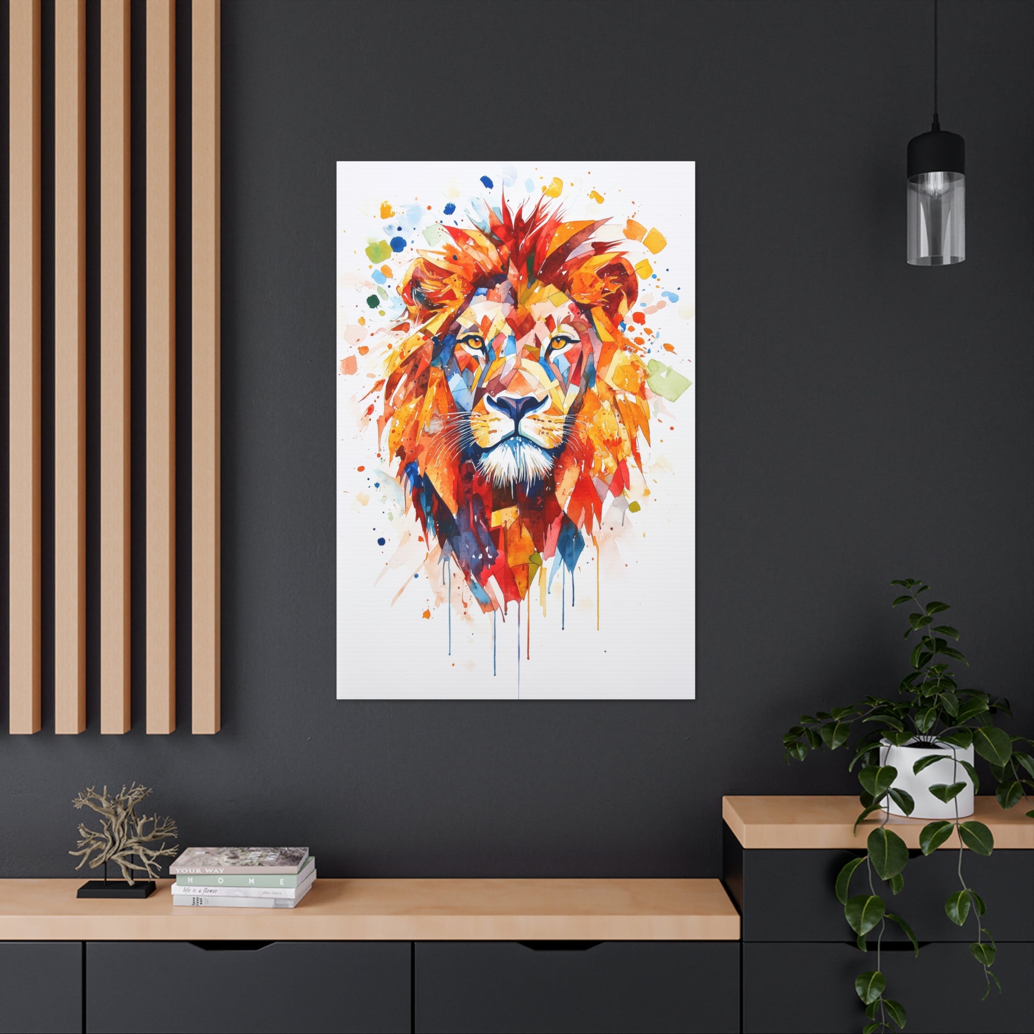 Watercolor Lion Canvas Wall Art - SynthFrame