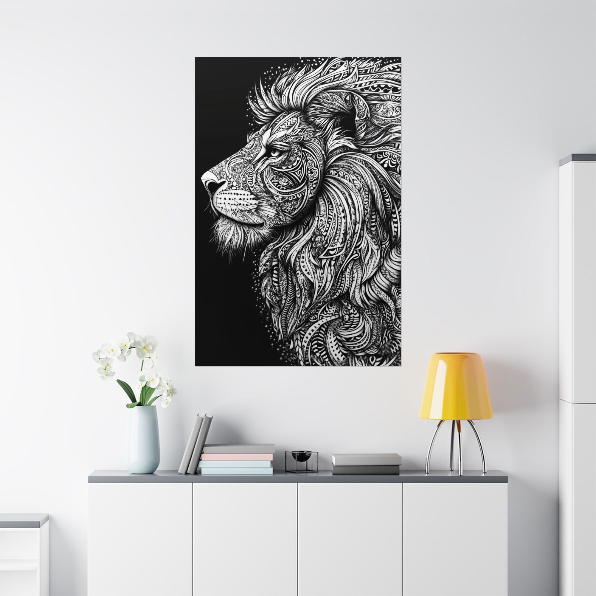 Zentangle Lion Poster