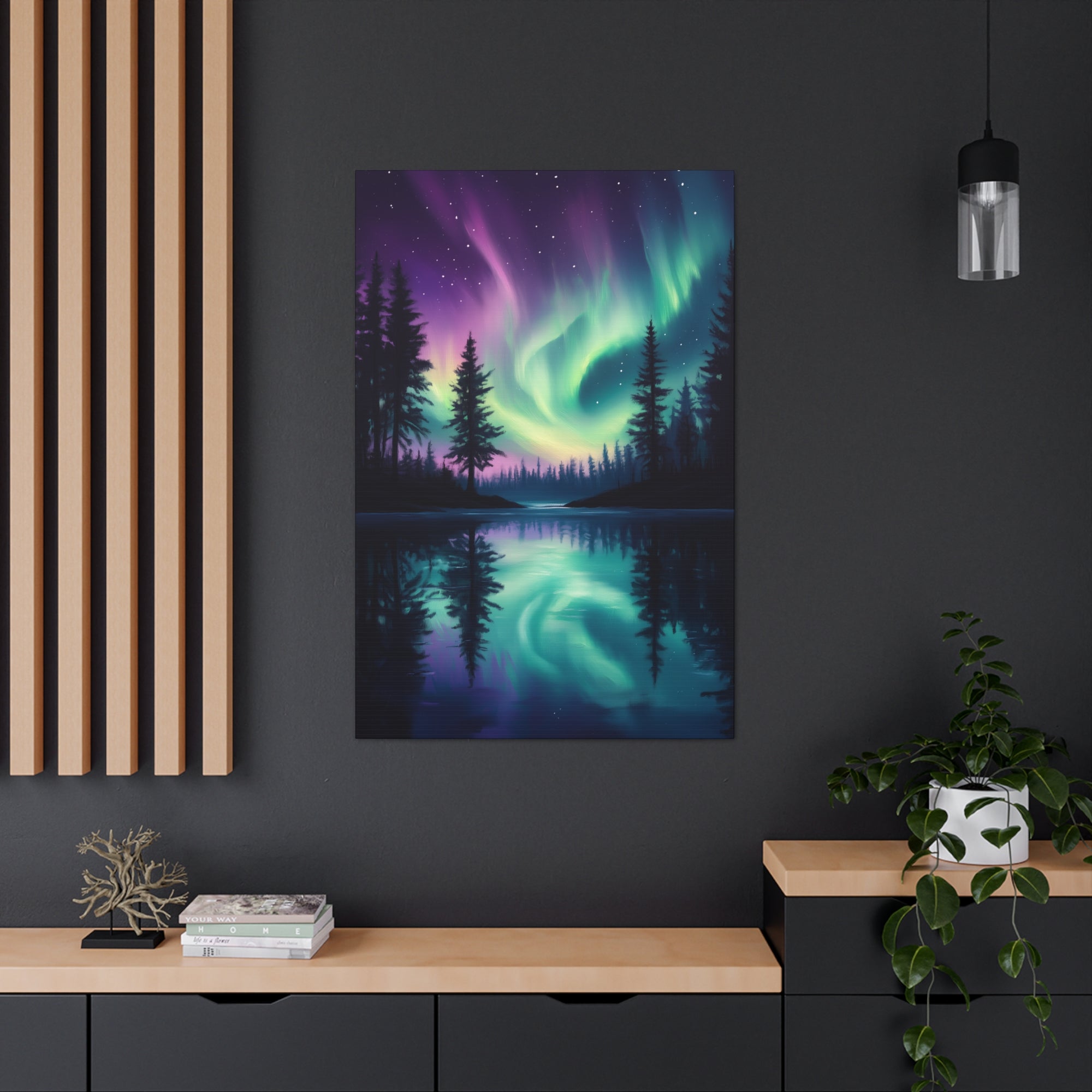 Northern Lights Wonder Canvas Wall Art - SynthFrame