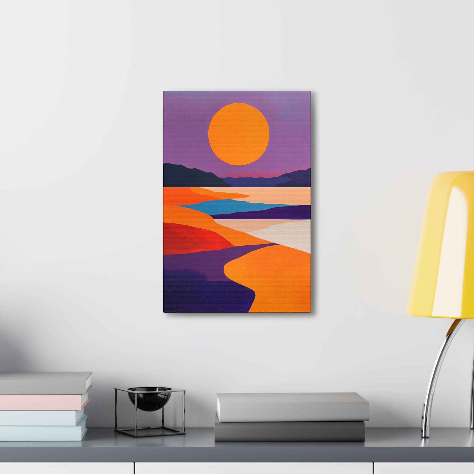 Abstract Coastal Sunset Canvas Wall Art - SynthFrame