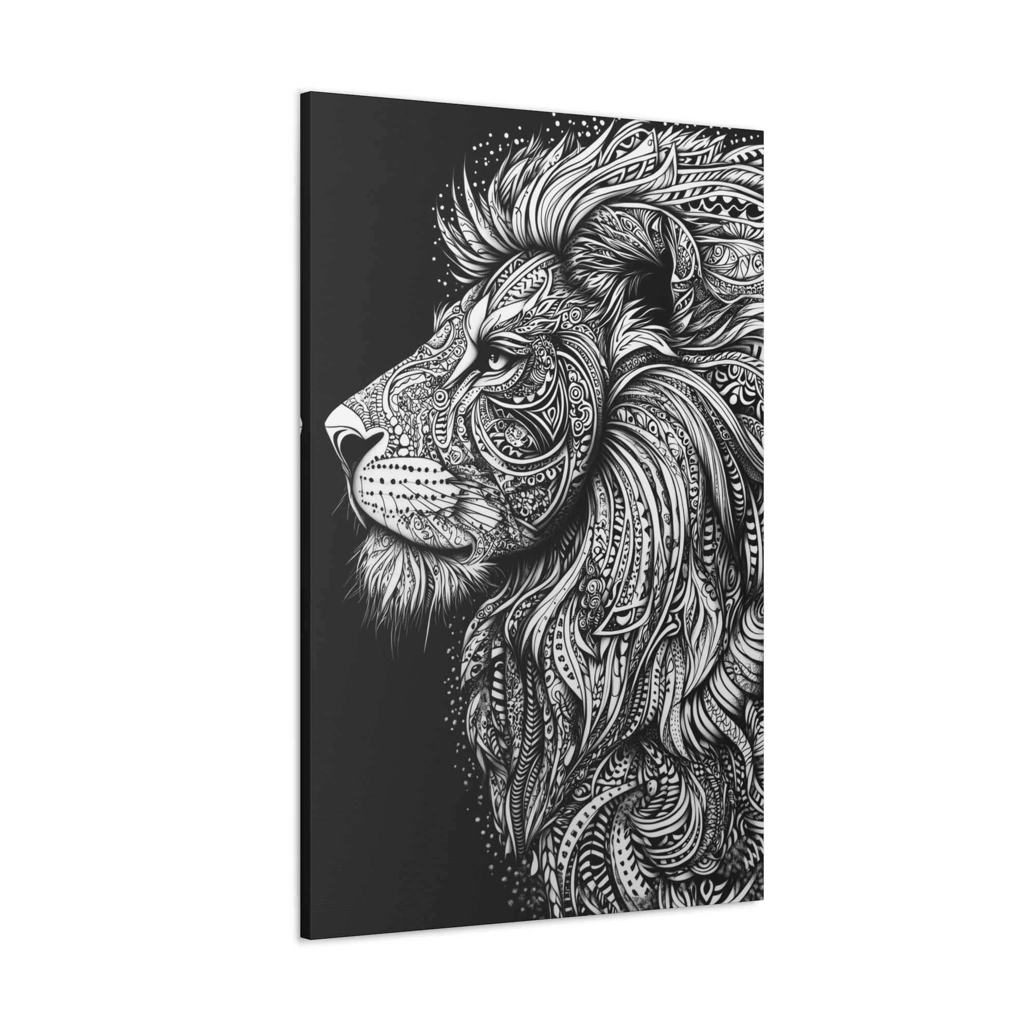 Zentangle Lion Canvas Wall Art - SynthFrame