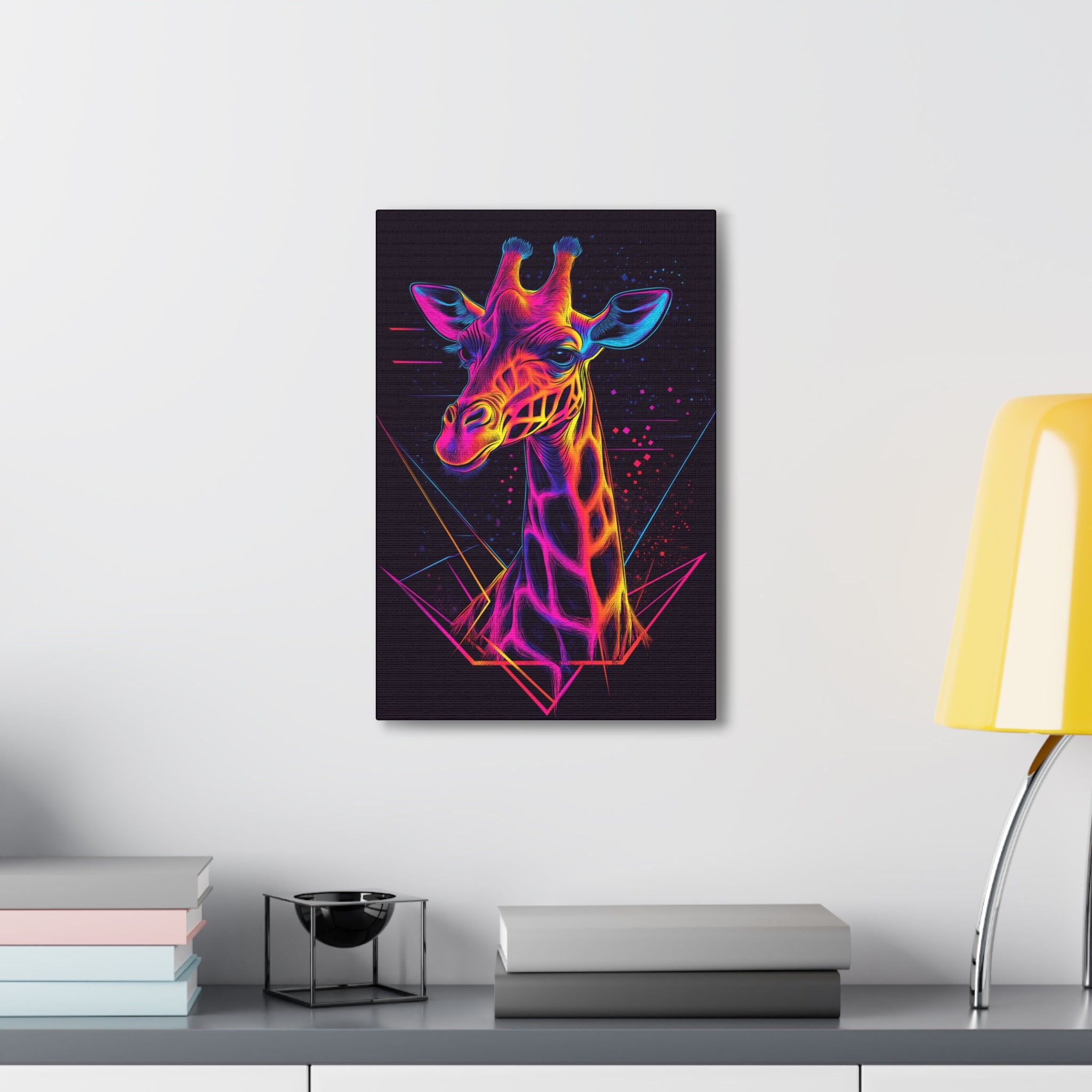 Neon Giraffe Canvas Wall Art - SynthFrame