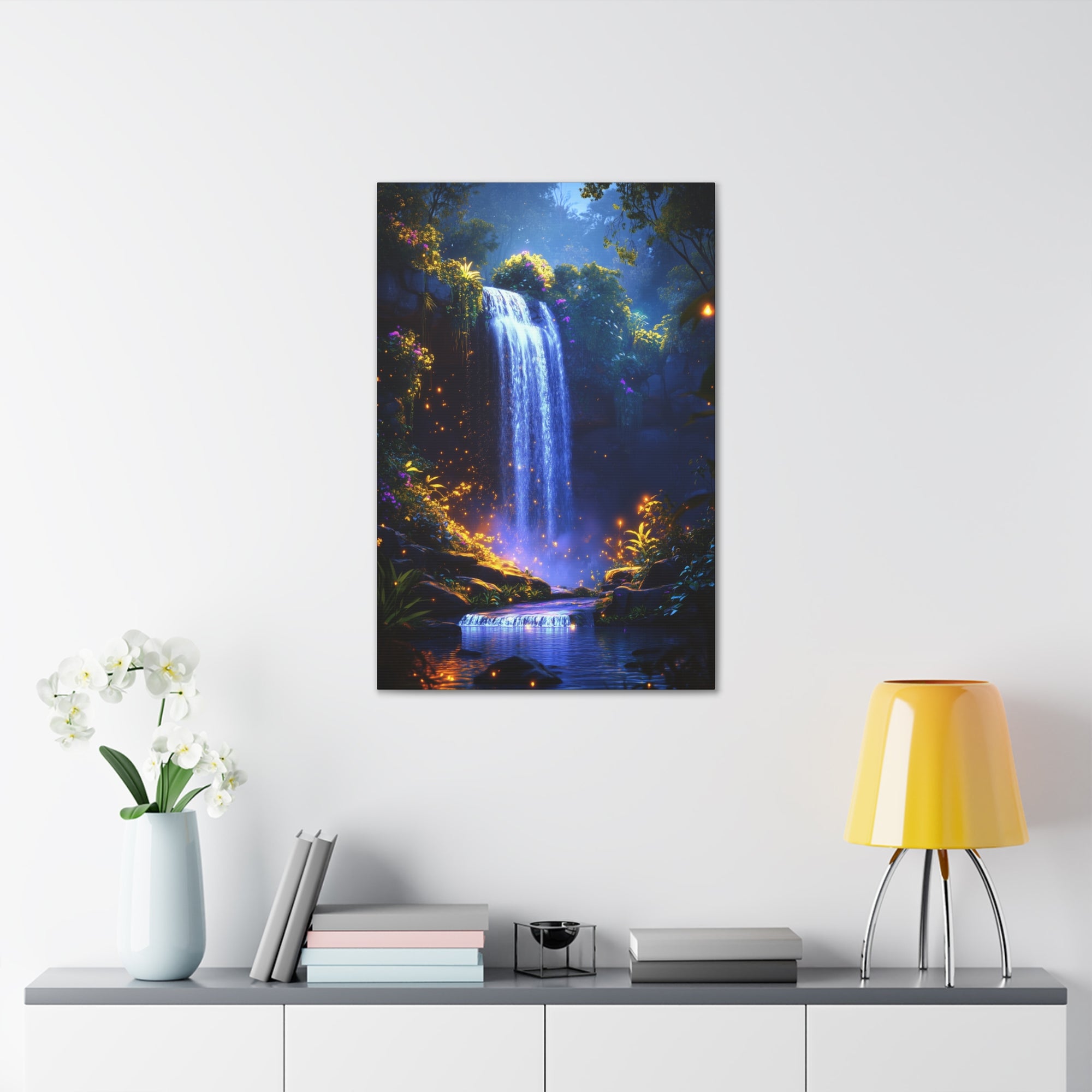 Enchanted Waterfall Oasis Canvas Wall Art - SynthFrame