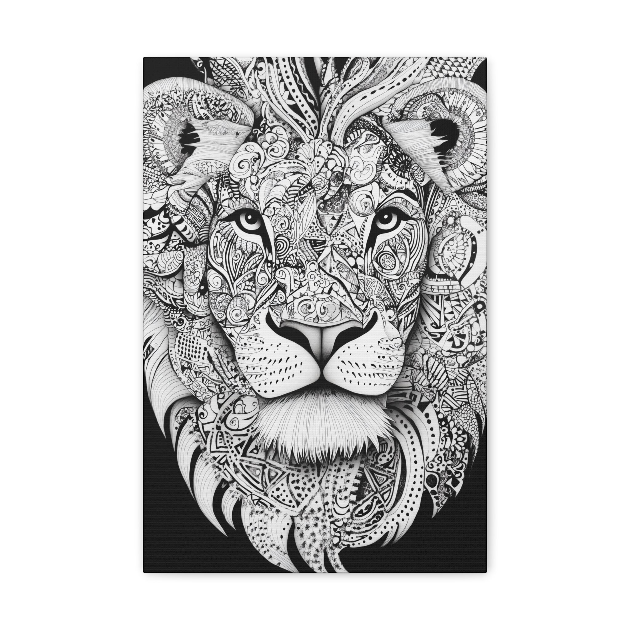 Zentangle Lion Canvas Wall Art - SynthFrame